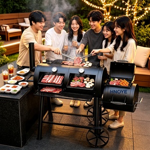 Grande <span class=keywords><strong>Barbecue</strong></span> à Charbon de Bois Robuste Style Locomotive pour Usage Commercial, Hôtels et Cours - Product Image 5