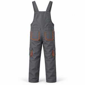 Pantalon de travail en coton personnalisé pour homme avec poche poitrine zippée, rabat de rangement cargo, bretelles réglables, jambes droites, usage industriel - Product Image 3