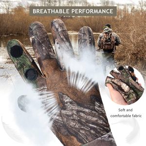 Gants de chasse camouflage, à doigts entiers ou sans doigts, antidérapants, imperméables, tactiques, pour tir à l'arc, avec fermeture auto-agrippante - Product Image 5