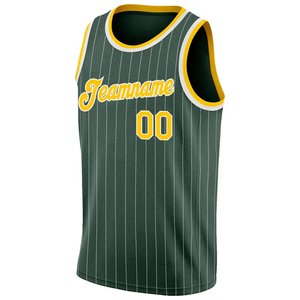Maillot de basketball personnalisé vert et jaune en mesh respirant, imprimé par sublimation, avec logo frontal, unisexe, pour adulte - Product Image 2
