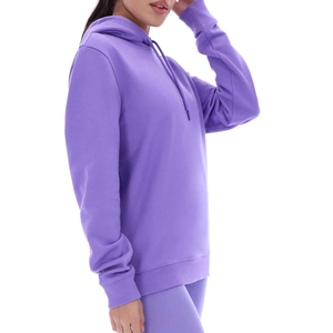 Sweat-shirt à capuche violet pour femme, coupe classique, en coton, décontracté, pour l'automne, avec logo sur le devant, vente en gros - Product Image 4