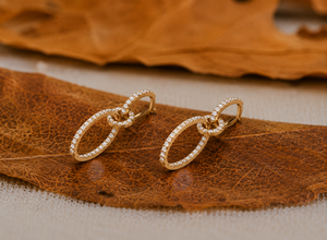 ต่างหูเพชรทองคำ 14k แบบห้อย_ดีไซน์วงรีทันสมัย - Product Image 6