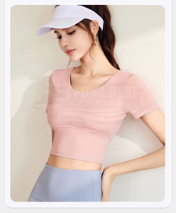 Ensemble de soutiens-gorge de yoga respirants pour femmes avec dos élégant, rembourrés, et leggings sculptants, tenues de sport à manches courtes pour la gym et le fitness - Product Image 5