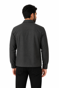 Men's Premium Charcoal Utility Zip <b>Jacket</b> Casual <b>Lightweight</b> Overshirt Modern Minimalist Shirt <b>Jacket</b> Full Zip Front Collared - Product Image 3