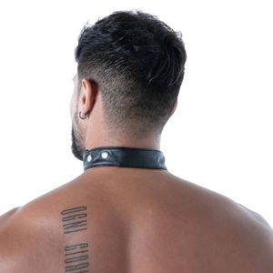 ปลอกคอหนังสีดำแบบปรับได้สำหรับผู้ชาย สไตล์ Kinky Pocket Collar - Product Image 5
