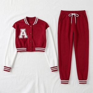 High Quality Hooded Casual Custom Cropped Bomber Jacket <b>Pant</b> Set Streetwear <b>Women</b> 100% Cotton Plus Size Winter Lightweight - Product Image 4
