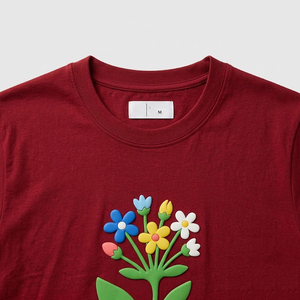 T-shirt à manches courtes pour homme, col rond, jersey de coton, design à appliques florales, coupe décontractée, confortable, respirant, été, tous les jours - Product Image 5