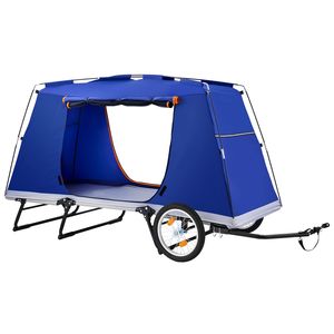 Rimorchio per Bicicletta con Tenda, Carico Statico 300 Libbre, Carrello Pieghevole per Bicicletta, Ruote da 16 Pollici, Rivestimento PU2000, Telaio in Acciaio al Carbonio - Product Image 1