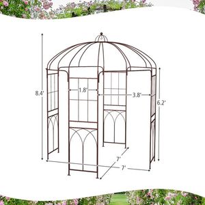 Pergola a Forma di Gabbia per Uccelli 8,4 x 7 Piedi, Elegante Design per Padiglione o Gazebo da Giardino - Product Image 5