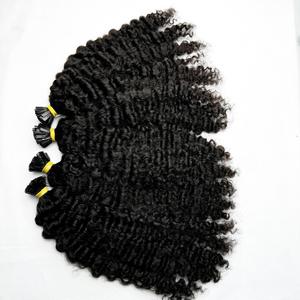 Extensiones de cabello de punta plana rizadas birmanas sin procesar 100% crudas sin químicos virgen Remy vietnamita birmano ktip - Product Image 1