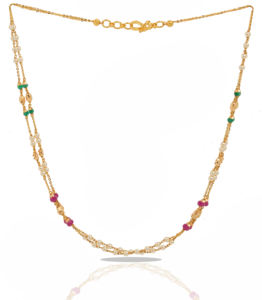 Elegante Collar de Doble Capa con Perlas Doradas y Cuentas Verdes y Rosas, Joyería Étnica Tradicional para Mujer - Product Image 2