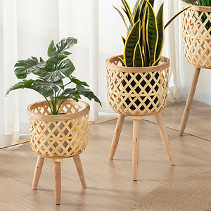Maceta de Bambú con Soporte, Organizador de Plantas con Patas, Juego de 3 Macetas Altas de Bambú Vietnamita Ecológicas y Únicas - Product Image 2