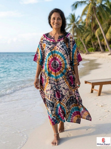 Women Stylish Printed <b>Kaftan</b> Dress Loose Fit Beach Wear Soft Fabric <b>Summer</b> Resort Cover Up Island Vacation Bulk Supply - Product Image 4