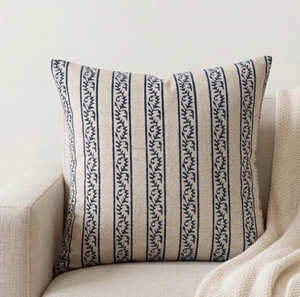 Funda de cojín con estampado a mano indio, diseño botánico a rayas, estilo moderno y orgánico para el hogar, 50 × 50 cm - Product Image 3