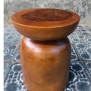 Indonesian Handmade Solid Suar Wood <b>Stool</b> Side Table Minimalist Sculptural Bowl Top Design Natural Finish Indoor Living Room Bed - Product Image 4
