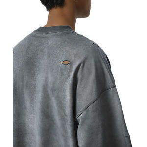 T-shirts personnalisés pour hommes, style streetwear, effet usé, 100% coton, légers, séchage rapide, respirants, écologiques, logo personnalisé - Product Image 3