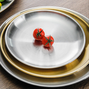 จานสแตนเลส 304 หนา รูปทรงกลม พิมพ์ลายทอง หลายขนาด สไตล์เกาหลียอดนิยม ขายส่ง - Product Image 4