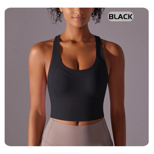 Débardeur de yoga contrastant pour femme avec soutien-gorge de sport push-up, bretelles convertibles, extensible, respirant, antichoc, et short intégré - Product Image 5