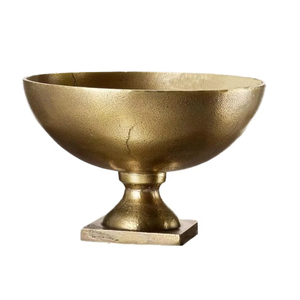 Cuenco de aluminio hecho a mano de alta calidad, color plateado, con base cuadrada para decoración del hogar, pedestal de metal, cuenco para servir frutas - Product Image 5