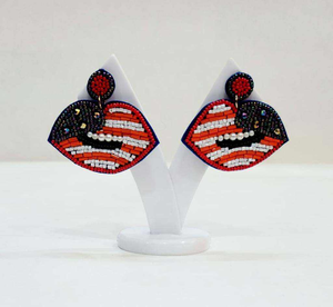 Trendy Handmade Embroidery Seed Beaded <b>Star</b> Hoop Earrings <b>Light</b> Luxury Wedding Parties Festive Events Decorative Dangles Boho - Product Image 2