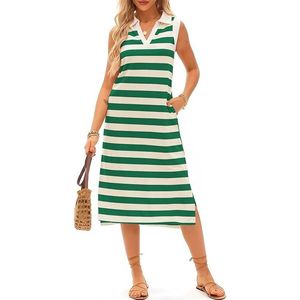 Abito Estivo Verde a Mezza Lunghezza per Donne, Scollo a V Senza Maniche con Tasche, Stile Casual da Spiaggia, Taglie Grandi - Product Image 3