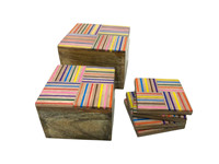 Boîte de rangement pour crayons de couleur, crayons à mine, bijoux, en bois écologique, design moderne, faite à la main, de forme carrée, pour la décoration de table, la maison, Noël