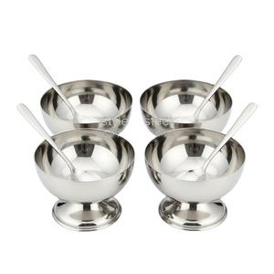 Juego de vajilla para fruta y ensalada, cuenco de vidrio para restaurante, tazón de helado de diseño con cuchara de acero inoxidable - Product Image 1