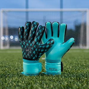 ถุงมือผู้รักษาประตูฟุตบอล ดีไซน์เฉพาะจากโรงงานผู้ผลิตโดยตรง ยางลาเท็กซ์เยอรมัน 4 มม. สายรัดลาเท็กซ์แบบ Negative Cut - Product Image 2