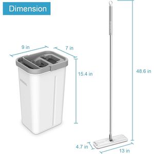 Set Secchio e Mop Piatto Senza Mani con Strizzatore, 3 Panni in Microfibra Lavabili Inclusi, Utilizzo a Umido o a Secco, Avvolgitubo - Product Image 2