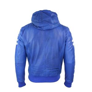 Veste en cuir pour homme, style motard, avec fermeture éclair, personnalisable avec logo, fabriquée en usine. - Product Image 2