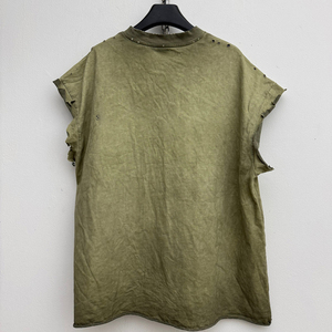 Débardeur Streetwear Personnalisé OEM de Haute Qualité 100% Coton Vintage Délavé à l'Acide Impression Numérique Débardeur Homme Effet Vieilli Coupe Courte - Product Image 1