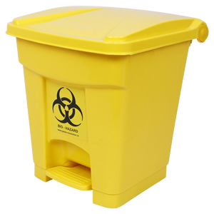 Blue Rectangular Plastic Bio-Hazard Waste <b>Bin</b> with Foot Pedal for Medical Hospital Use - Product Image 3