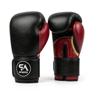 Maroon and Black Dual Core Shock Absorption Wrist Wrap Comfort Lining Training SA Sports Boxing Gloves - Product Image 1
