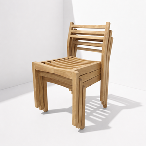 Stackable Handmade Teak <b>Garden</b> Chair Solid Wood Slatted Weather Resistant Outdoor Patio Seating Minimalist Tapered Legs - Product Image 1