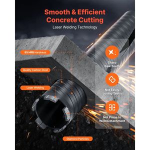 Punta diamantata per carotaggio a secco da 2-1/2 pollici di diametro, profondità di foratura 9-1/2 pollici, con attacco interno 5/8-11 per muratura e cemento - Product Image 6