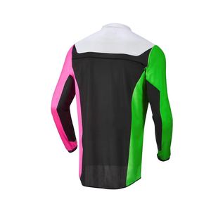 Combinaison de course moto pour homme rose, verte et noire, ensemble chemise et pantalon à manches longues, séchage rapide, toutes saisons - Product Image 4