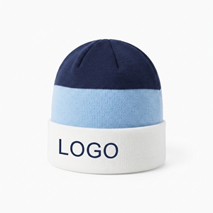 Bonnet d'hiver tricoté personnalisé à blocs de couleur, unisexe, épais, rayé, à revers, doux et chaud, pour l'extérieur - Product Image 4