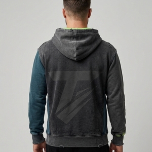 Hoodie déchiré uni, Hoodie Distress avec logo personnalisé, Hoodie déchiré pour homme, pull oversize déchiré, en molleton rose, en coton, à capuche - Product Image 2