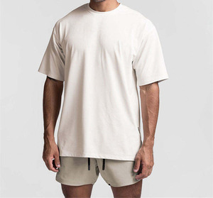 T-shirts en coton 100% de qualité supérieure, coupe ample, épaules tombantes, style hip-hop, personnalisables avec logo, pour hommes. - Product Image 2