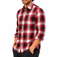 Camisas de Franela Rojas/Negras Bordadas con Logotipo Personalizado, Transpirables, Tejidas, de Algodón Puro Suave, Tallas XS-3XL, Camisas Casuales para Hombre