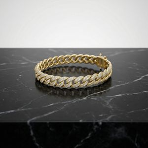 Bracelet en argent sterling avec diamants de laboratoire, maillons cubains classiques, design audacieux et élégant, intemporel, cadeau pour mariage, fiançailles, fête, pour femme - Product Image 2