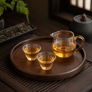 Rehman Craft <b>Dark</b> Brown Wooden Tea Serving Tray Raised Rim Brushed <b>Wood</b> Grain Finish Tea Ceremony Coffee Table <b>Desk</b> Decor Single - Product Image 4