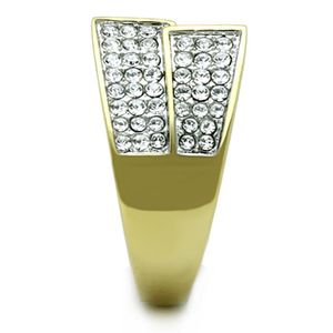 Anillo de Acero Inoxidable Bicolor TK1550 con Cristal Transparente de Primera Calidad en Oro (Ion Plating) - Accesorio de Moda Premium - Product Image 4