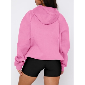 Sweat à capuche oversize en molleton pour femme avec motif brodé, manches longues et poche zippée, écologique - Product Image 2