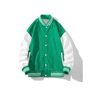 Wholesale Customized OEM ODM Cutlery Factory Service Cotton Sleeve Stand Collar Cropped Vintage Varsity Jacket <b>Men</b> - Product Image 5