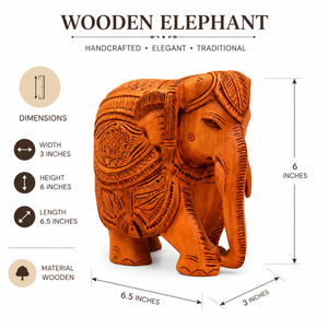 Handcrafted Wooden <b>Elephant</b> Statue | Intricately Carved Decorative <b>Elephant</b> Figurine | Traditional Wooden Home Office <b>Decor</b> - Product Image 5