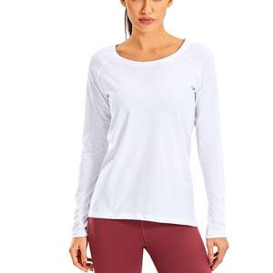 T-shirts à manches longues pour femmes, coupe ajustée, col rond, basiques, unis, printemps automne, vente en gros - Product Image 6