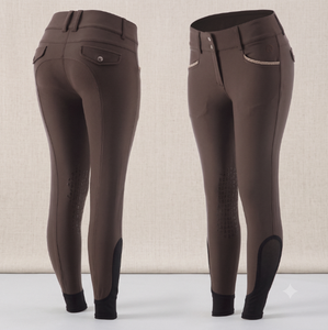 Culotte d'équitation taille haute pour femme, extensible 4 directions, avec assise intégrale en silicone. - Product Image 2