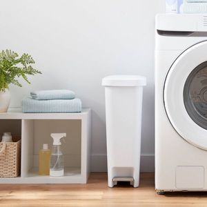 11-Gallon White Slim <b>Step</b> Trash Can with Pedal-Lift Lid Textured Indoor <b>Kitchen</b> Waste Bin 11-Gallon Capacity - Product Image 4