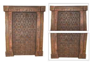 Haswani Handicrafts Antique Traditional Hand Carved Wooden <b>Door</b> With Frame <b>Rustic</b> Reclaimed Wood Entryway For Home Decor - Product Image 3